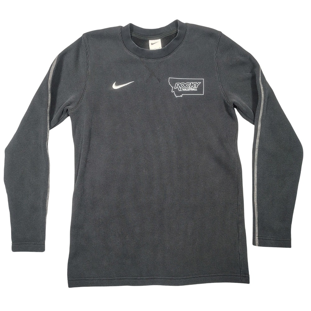 Nike Thermal Top Womens Small Black Rocky Volleyball Waffle Knit Cotton Blend